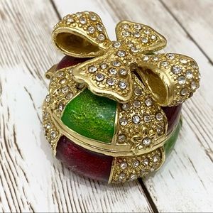 Cotillion Curio Jeweled Enamel Metal Trinket Box